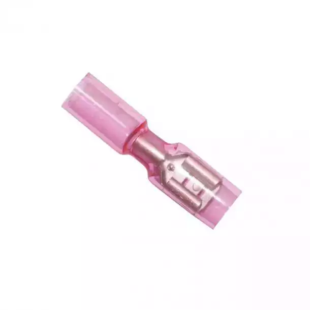 100 Fiches femelle thermorétractables Rouges 6.35mm câble 0.5-1.5mm²