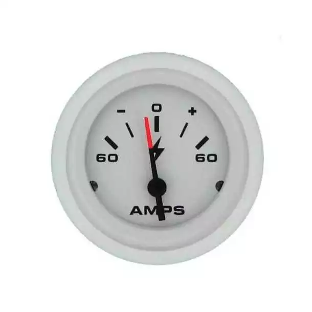 Indicateur Ampèremètre Taille 52 mm Affichage 60A - 0 - 60A Blanc