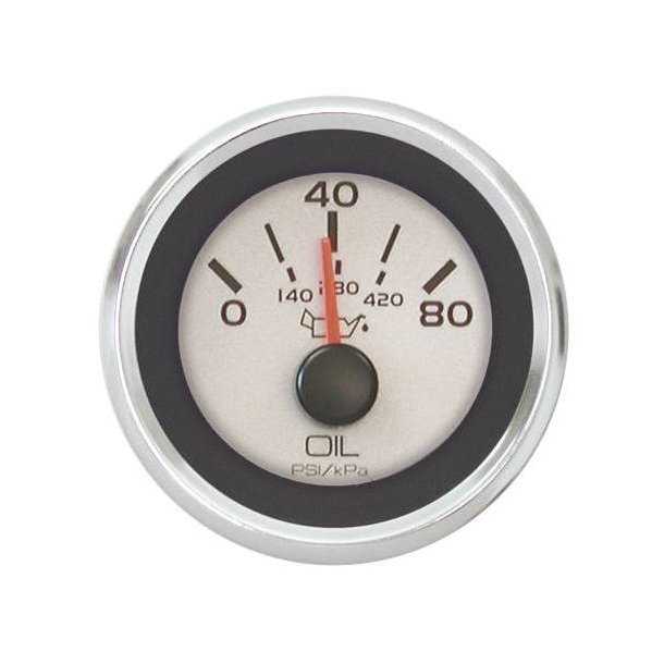 Manomètre pression d'huile Affichage 0 - 80 psi fond argenté translucide Taille 52 mm