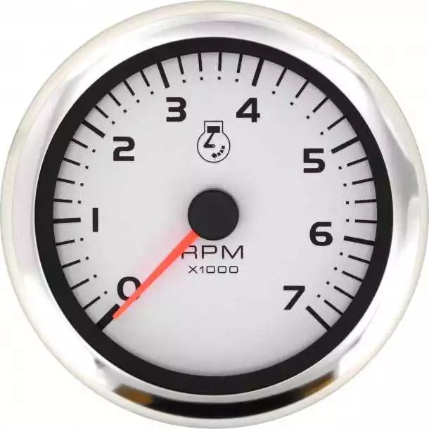 Compte-tours Affichage 0 - 7000 tr/mn Taille 76 mm Emetteur Bobine ou alternateur fond argenté