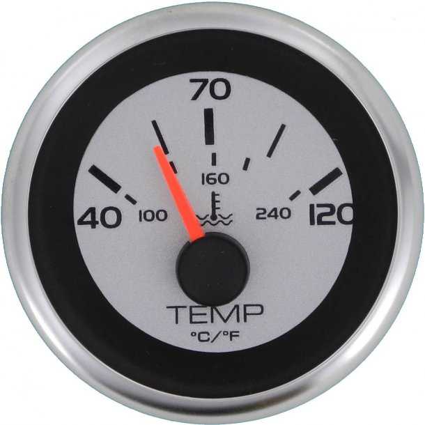 Thermomètre eau Affichage 40 - 120°C Taille 52 mm fond argenté