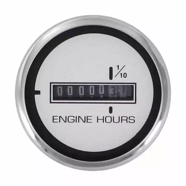 Horamètre Affichage 10000 H Taille 52 mm Blanc éclairage rouge