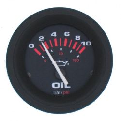 Manomètre pression d'huile Affichage 0 - 10 bars Taille 52 mm Noir éclairage de fond et périphérique
