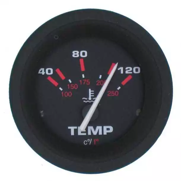 Indicateur température eau 40-120°C 52mm Noir éclairage de fond et périphérique