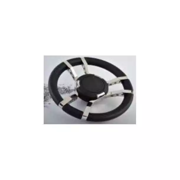 Volant 011R inox et cuir noir diamètre 350mm