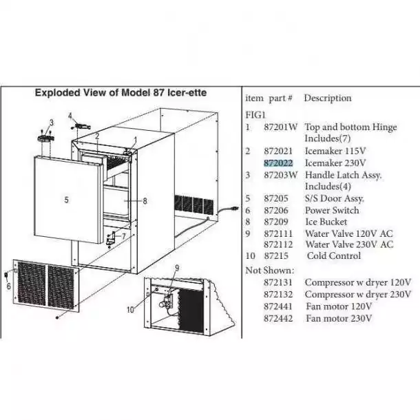 Fabrique à glaçons complète pour Icerette 87 - 230V