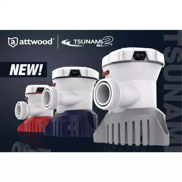 Pompe de cale TSUNAMI T800 débit 2520 L/H 12V sortie 19 et 25 mm 4 Ampères