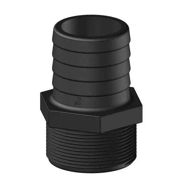 Raccord cannelé et fileté droit 2" BSP noir diamètre 50mm Raccord cannelé et fileté droit 2" BSP noir diamètre 50mm