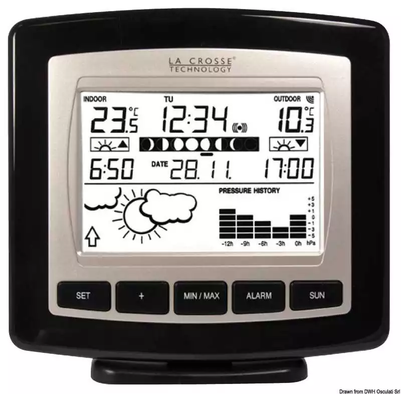 Station météo radiocommandée compacte 154x143x35mm mural ou à plat