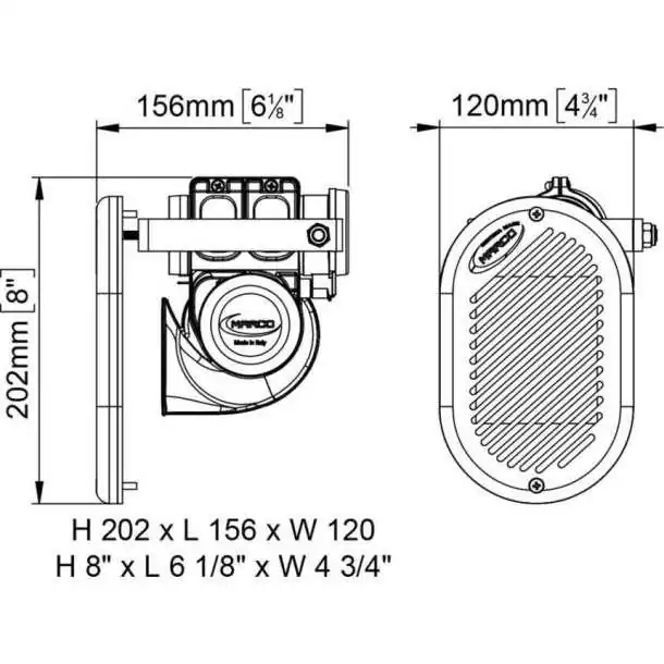 Avertisseur électropneumatique à encastrer Hurricane HR1 blanc 12V