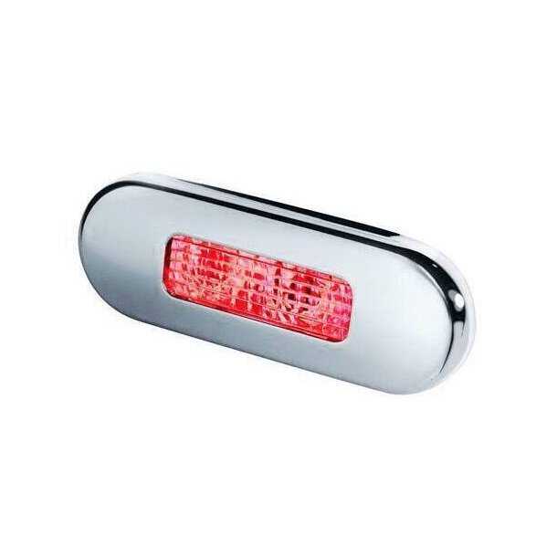 Oblong courtesy LED lampe de marche rouge 12-24V inox poli