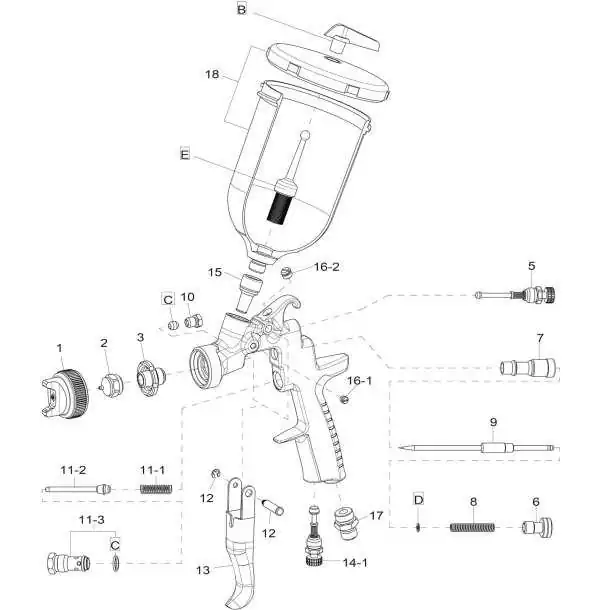 Pistolet à peinture AZ3 HTE 2 avec Godet 600ML buse 1,5mm