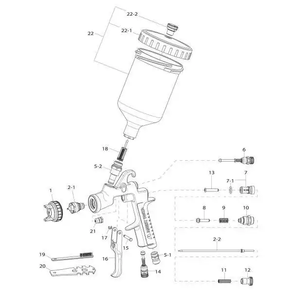Pistolet à peinture W-400 WB2 classic plus avec godet 600ML buse 1,6mm