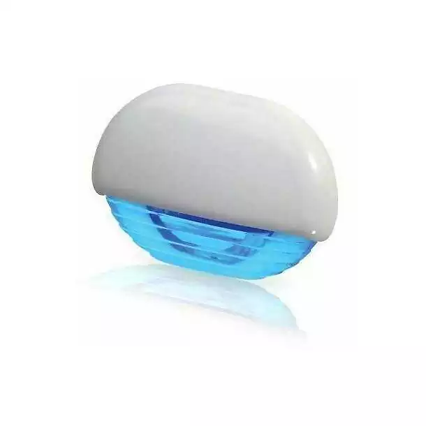 Lampe de marche bleu LED 12/24V pour intérieur/extérieur boitier blanc