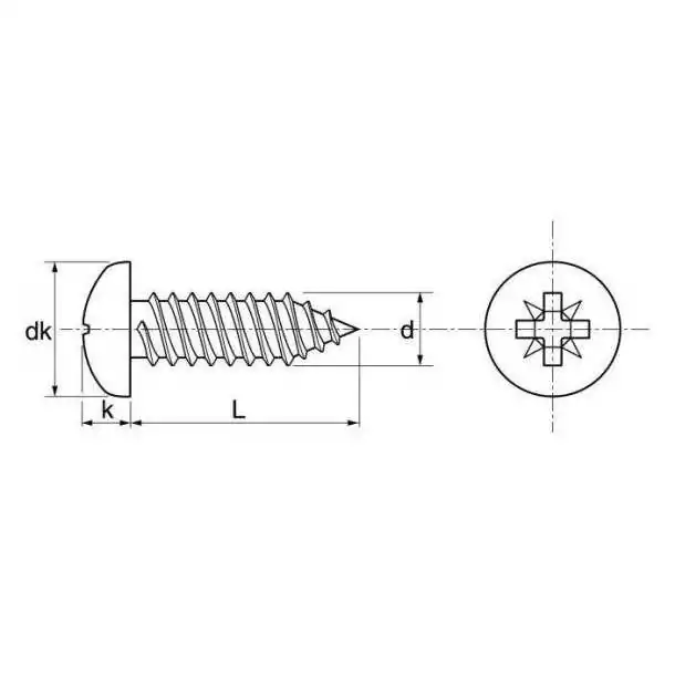 Vis tôle T.C cruciforme Inox A4 diamètre 6,3 x Longueur 45mm
