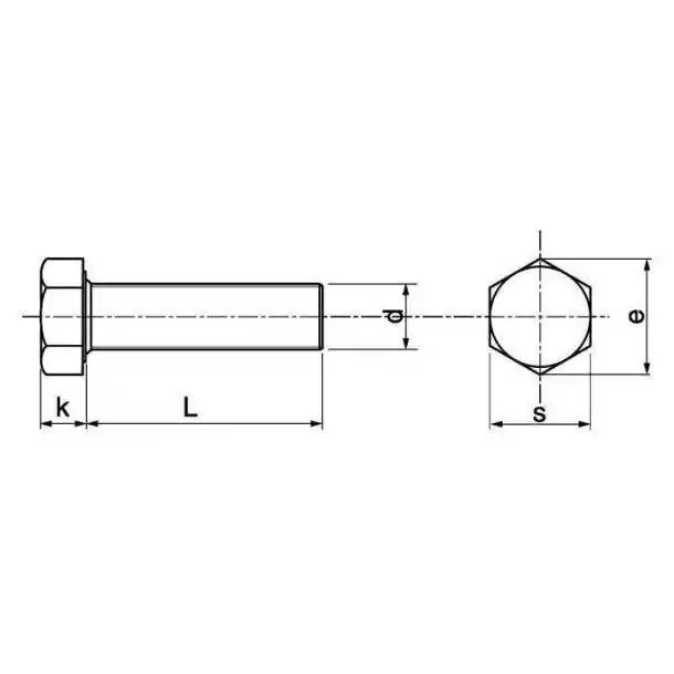 Vis métaux tête hexagonale filetée diamètre 5mm Longueur 50mm