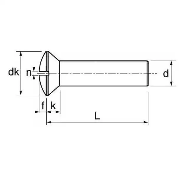 Vis métaux tête fraisée bombée diamètre 8mm Longueur 60mm