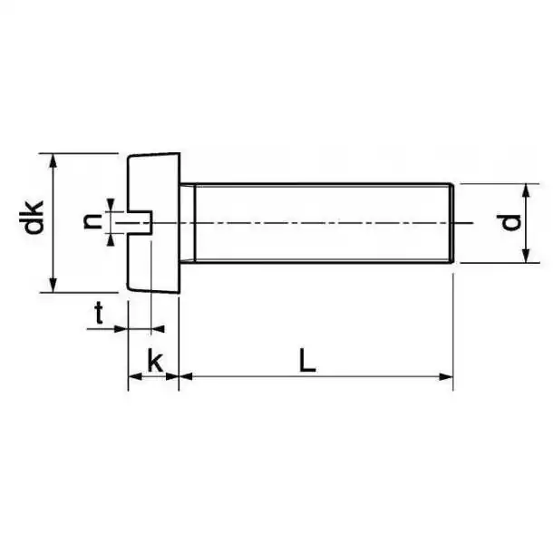 Vis métaux tête cylindrique fendue diamètre 4mm Longueur 50mm