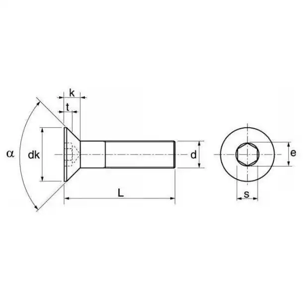 vis métaux HC 6 pans tête fraisée diamètre 4mm Longueur 16mm