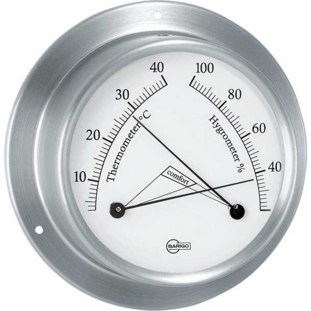 Thermometre Hygrometre inox brossé diamètre 85mm