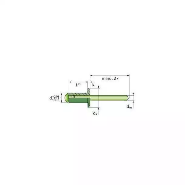 Rivet aveugle ouvert inox A4 TP 5 x 25mm Vendu par 100