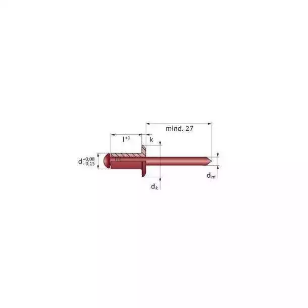 Rivet aveugle ouvert alu/alu TP 4,8 x 18mm Vendu par 100
