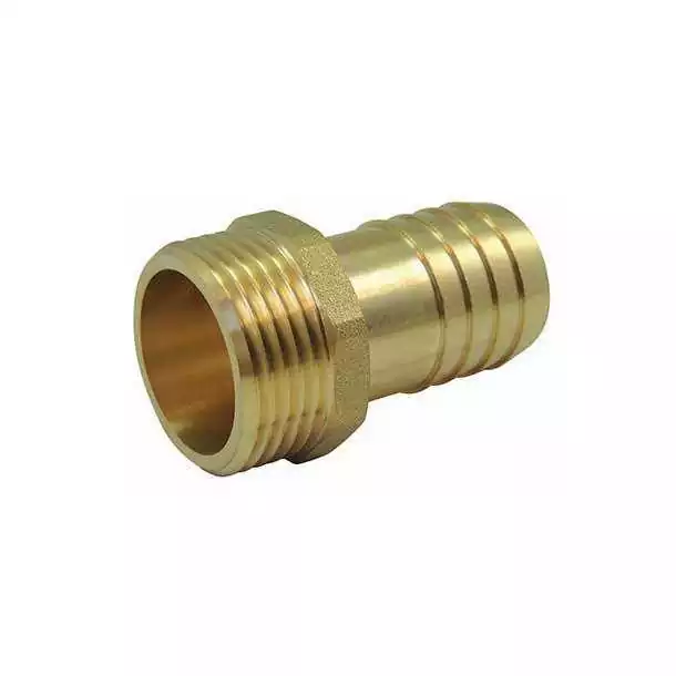 Raccord Laiton Male Male cannelé et fileté 3/8'' entrée 10mm sortie 10mm