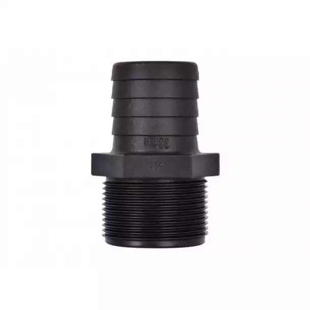 Raccord droit Male Male inégal fileté cannelé 22mm 3/4'' BSP noir