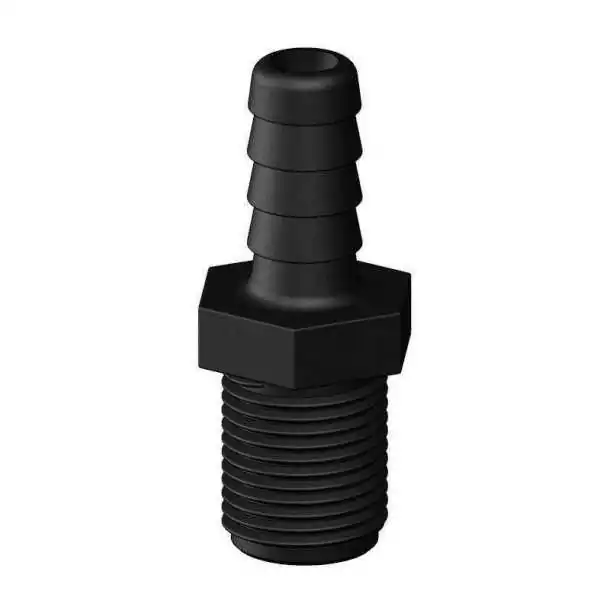 Raccord droit Male Male inégal fileté cannelé 16mm 1/2'' BSP noir