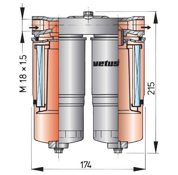 Séparateur d'eau/filtre à carburant essence et diesel WS720 complet max 720l/h