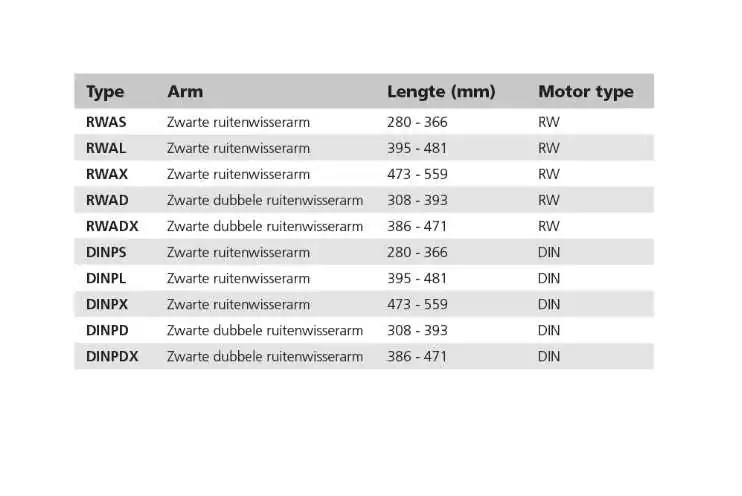 Bras d'essuie glace DIN noir 395-481mm