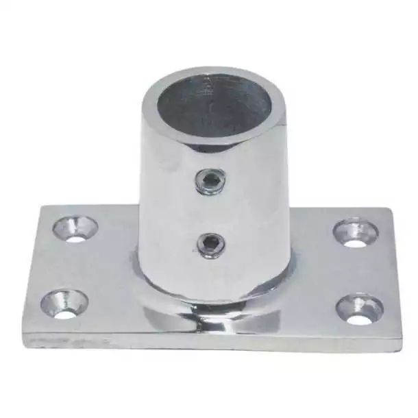 Platine de balcon rectangulaire inox A4 90° diamètre 25mm