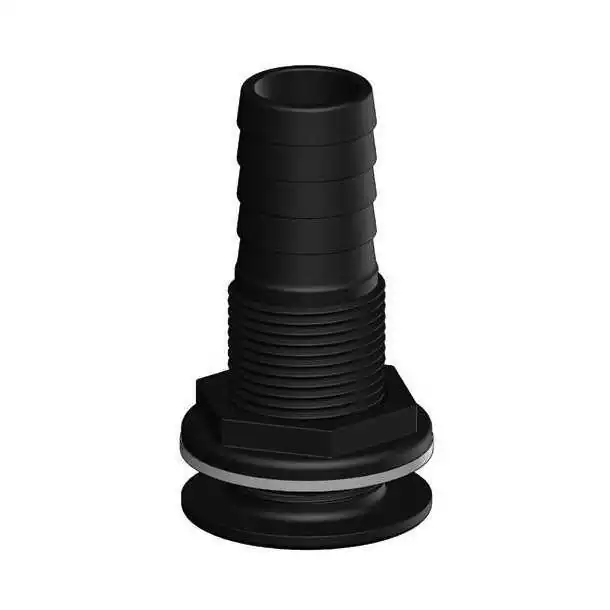 Passe-coque fileté cannelé diamètre 38mm 1''1/2 BSP noir