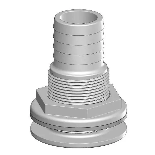Passe-coque fileté cannelé diamètre 38mm 1''1/2 BSP blanc