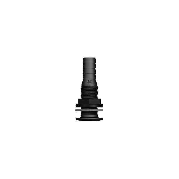 Passe-coque fileté cannelé diamètre 19mm 3/4'' BSP noir