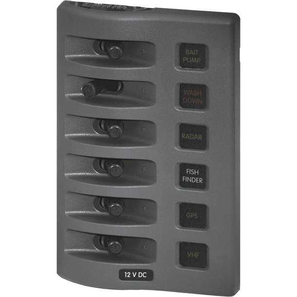 Panneau WeatherDeck IP67 12V 6 interrupteurs gris tableau extérieure