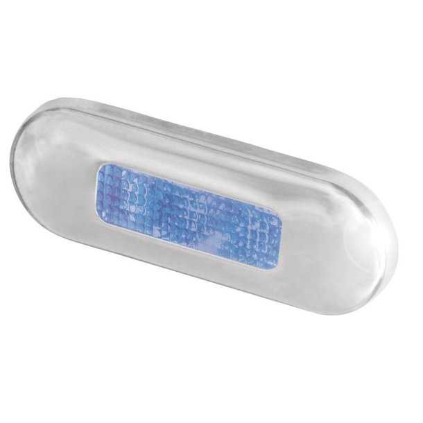 Oblong courtesy LED lampe de marche bleu 12-24V inox poli