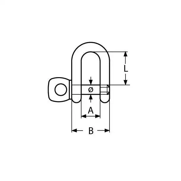 Manille droite type court inox A4 Diamètre 5mm