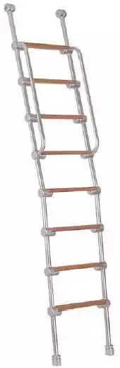 Echelle alu 8 m alu et teck avec main courante
