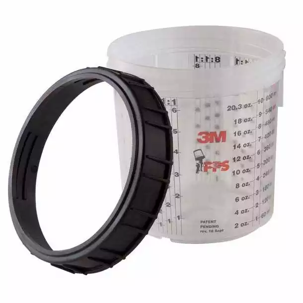 Boite de 2 godets 170 ML avec bague de serrage pistolet à peinture