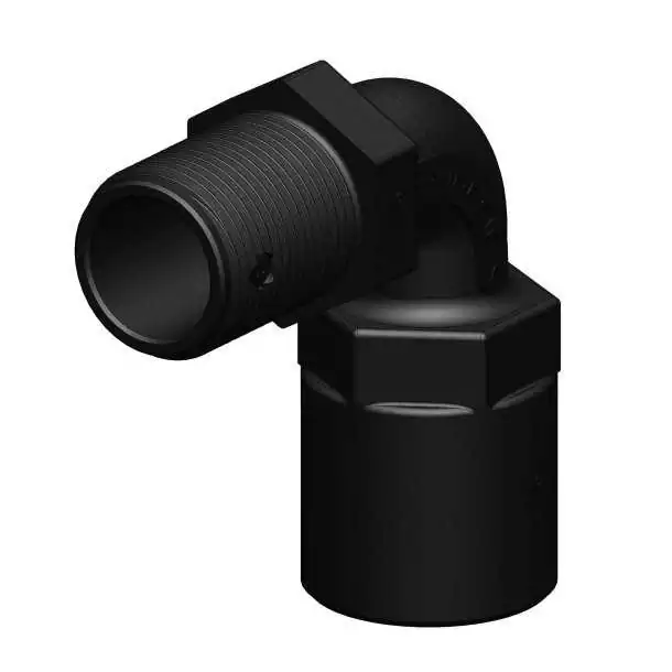 Coude 90° Femelle Mâle fileté fileté 3/4'' BSP noir
