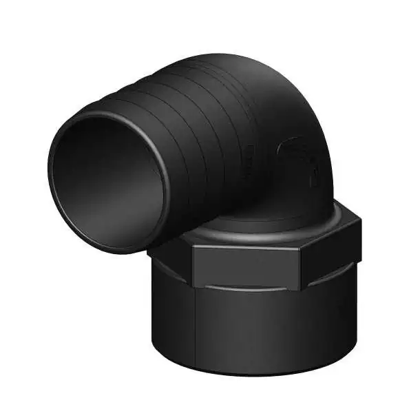Coude 90° Femelle Mâle fileté cannelé diamètre 50mm 2'' BSP noir