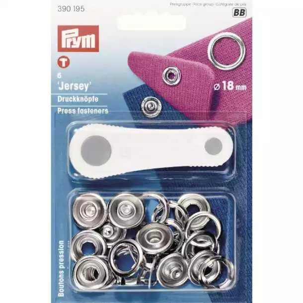 Bouton pression sans couture diamètre 18mm argenté lot de 6