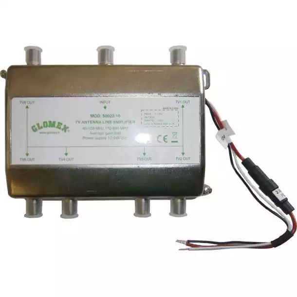 Amplificateur de ligne antenne TV 6 sorties 12/24V jusqu'à 6 télévisions