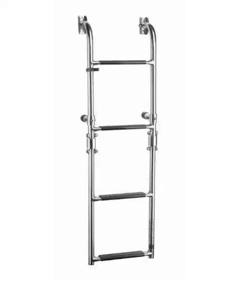 Échelle de bain inox 4 marches avec poignées repliable montée sur tableau arrière