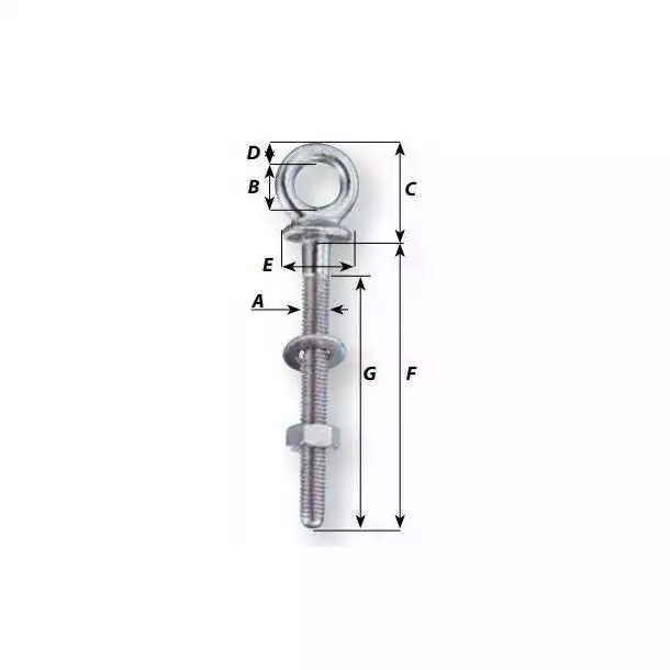 Boulon à oeil Filetage 8 X 80mm charge 960Kg