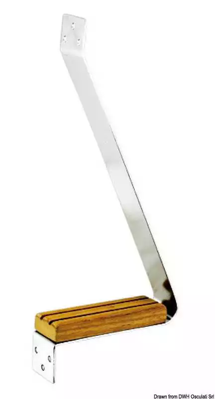 Marche de mat en inox avec appui en teck anti-dérapant