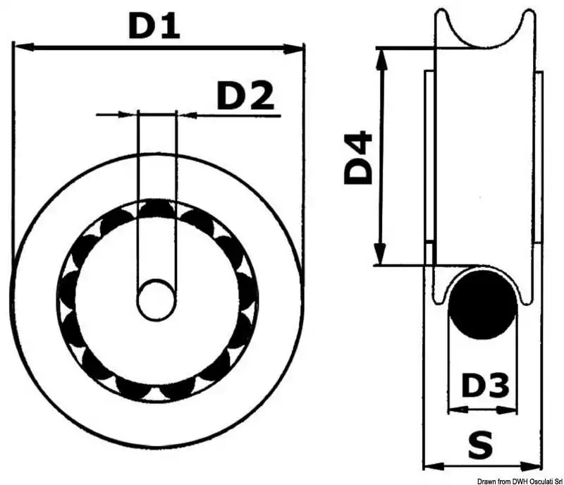 Poulies en nylon montées sur billes en Delrin diamètre 10mm