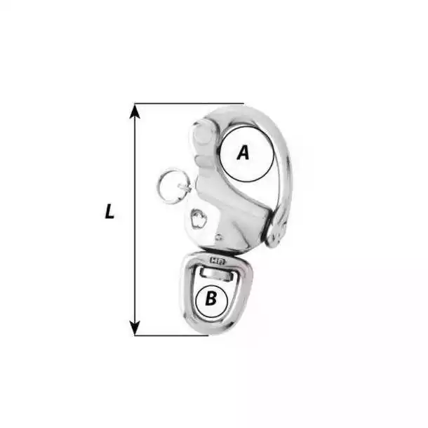 Mousqueton à oeil émerillon inox diamètre 16mm Oeil 11mm Longueur 70mm charge 960Kg