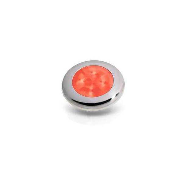 Plafonnier LED ronde courtoisie éclairage rouge 24V inox poli